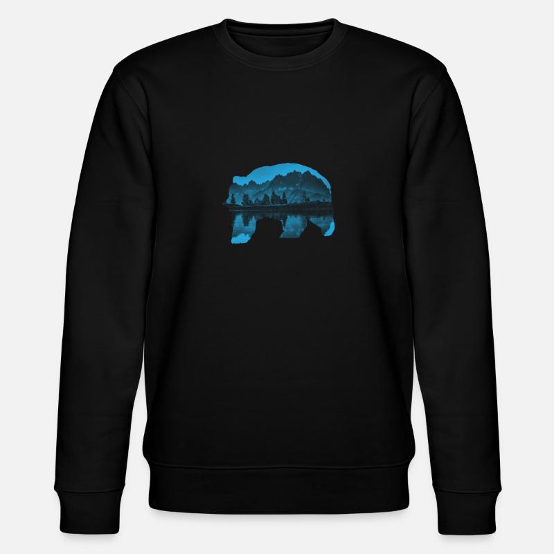 Bear mountains mountains background Gift idea - Stanley/Stella CHANGER Unisex Organic Sweatshirt - black