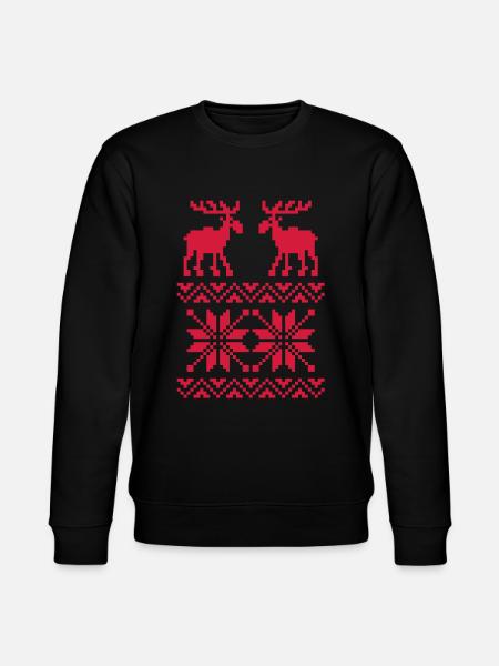 Elch-Muster-Weihnachtspullover - Stanley/Stella Unisex Bio-Sweatshirt CHANGER - Schwarz