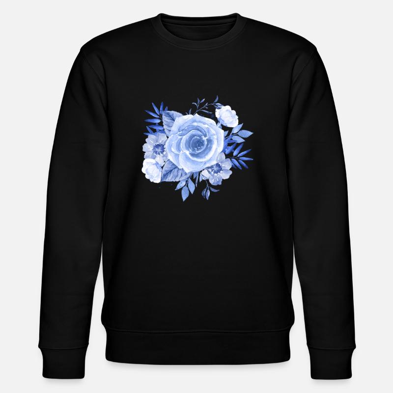 Blaue Rose - Stanley/Stella Unisex Bio-Sweatshirt CHANGER  - Schwarz