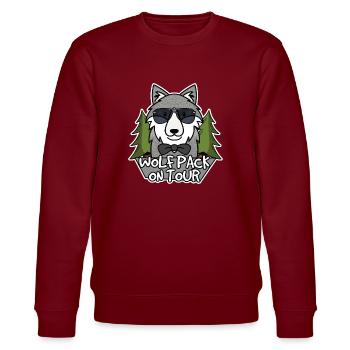 Wolfpack on tour - Stanley/Stella Unisex Bio-Sweatshirt CHANGER  - Burgunderrot - Vorne - Nik (191cm) & Marisol (170cm)