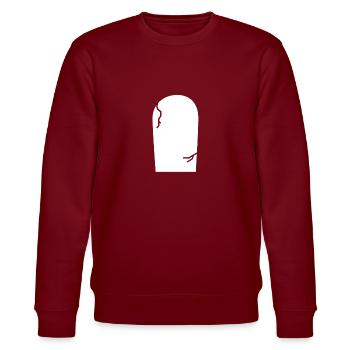 Happy Halloween Grabstein Fledermaus - Stanley/Stella Unisex Bio-Sweatshirt CHANGER  - Burgunderrot - Vorne - Nik (191cm) & Marisol (170cm)