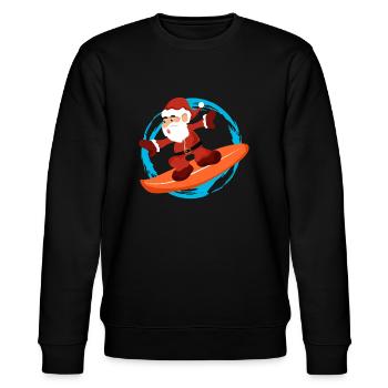 Weihnachten Weihnachtsmann Surfen - Geschenkidee - Stanley/Stella Unisex Bio-Sweatshirt CHANGER  - Schwarz - Vorne - Nik (191cm) & Marisol (170cm)