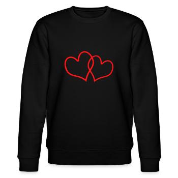 Rote Herzen - Stanley/Stella Unisex Bio-Sweatshirt CHANGER  - Schwarz - Vorne - Nik (191cm) & Marisol (170cm)