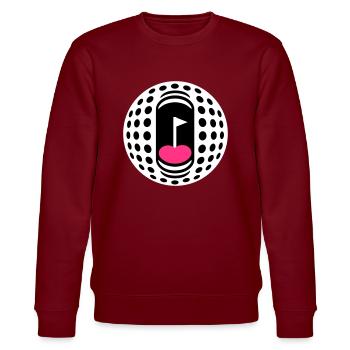 Golfball-Süchtigen - Stanley/Stella Unisex Bio-Sweatshirt CHANGER  - Burgunderrot - Vorne - Nik (191cm) & Marisol (170cm)