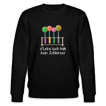Schwäbisch Dialekt - Schwaben s leba isch halt - Stanley/Stella Unisex Bio-Sweatshirt CHANGER  - Schwarz - Vorne - Nik (191cm) & Marisol (170cm)