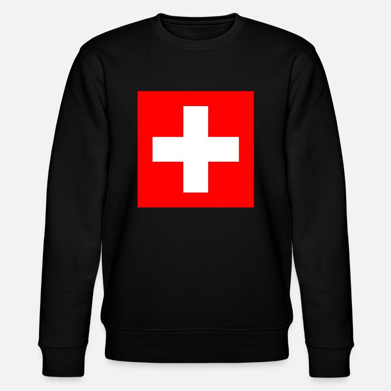 Suisse / Scweizer / Drapeau - Sweat bio CHANGER Stanley/Stella Unisexe - noir