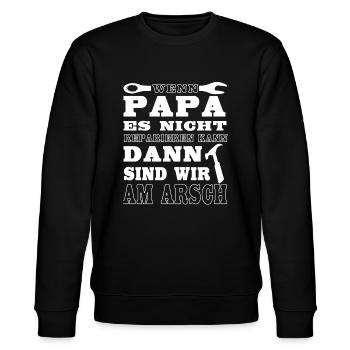 Papa - Stanley/Stella Unisex Bio-Sweatshirt CHANGER  - Schwarz - Vorne - Nik (191cm) & Marisol (170cm)