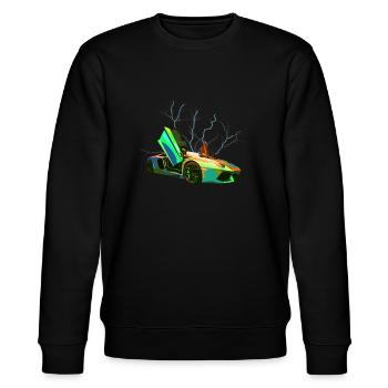 Lambo Aventador Sturmgrüner Troll - Stanley/Stella Unisex Bio-Sweatshirt CHANGER  - Schwarz - Vorne - Nik (191cm) & Marisol (170cm)