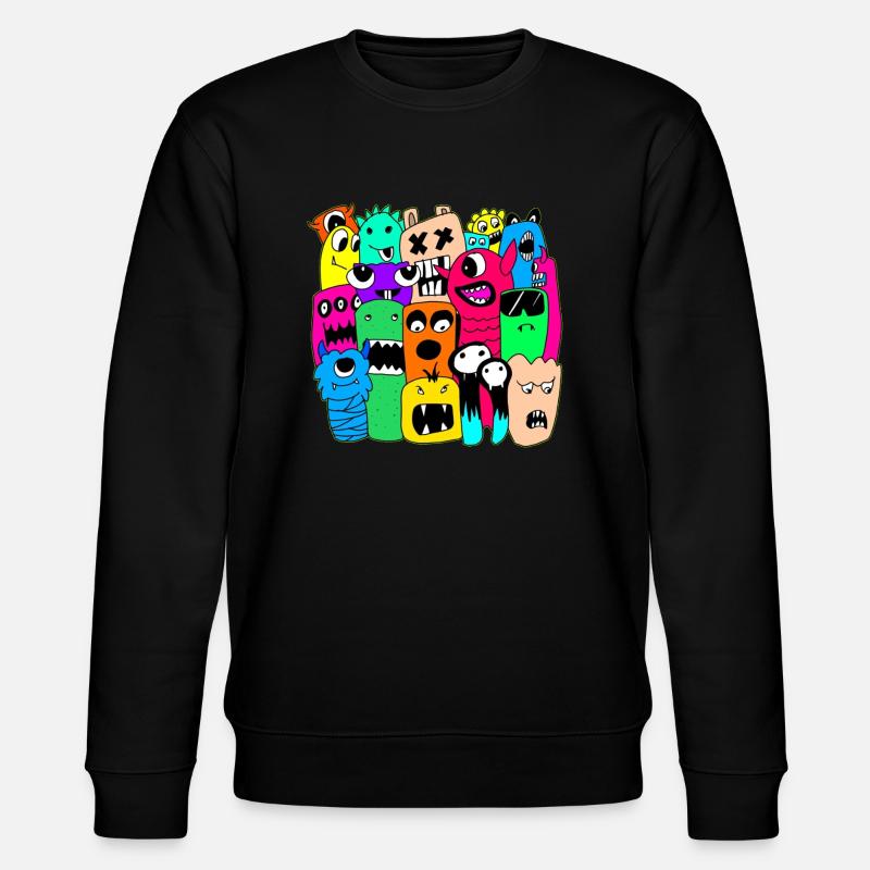 MONSTER DOODLE - Stanley/Stella Unisex Bio-Sweatshirt CHANGER  - Schwarz