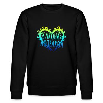 Maori Aroha Aotearoa Siver Fern Herz-Geschenkidee - Stanley/Stella Unisex Bio-Sweatshirt CHANGER  - Schwarz - Vorne - Nik (191cm) & Marisol (170cm)