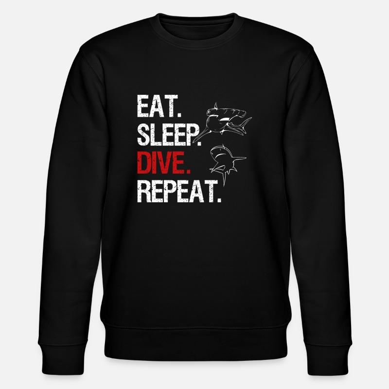 Eat Sleep Dive Repeat - Hammerhai - Stanley/Stella Unisex Bio-Sweatshirt CHANGER  - Schwarz