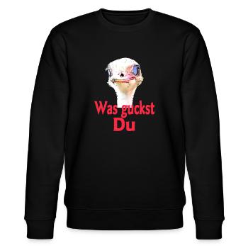 Strauss - Was guckst Du - Stanley/Stella Unisex Bio-Sweatshirt CHANGER  - Schwarz - Vorne - Nik (191cm) & Marisol (170cm)