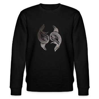 Huginn und Muninn Odins Raben Wikinger Geschenk - Stanley/Stella Unisex Bio-Sweatshirt CHANGER  - Schwarz - Vorne - Nik (191cm) & Marisol (170cm)