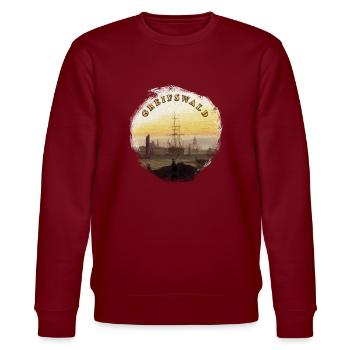 Greifswald Hafen - Stanley/Stella Unisex Bio-Sweatshirt CHANGER  - Burgunderrot - Vorne - Nik (191cm) & Marisol (170cm)