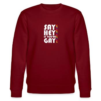 Homosexuality saying Homo Gay Rainbow - Stanley/Stella CHANGER Unisex Organic Sweatshirt - burgundy - Front - Nik (191cm) & Marisol (170cm)