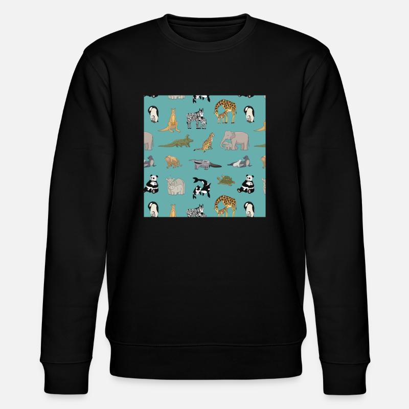 Zoo pattern - Stanley/Stella CHANGER Unisex Organic Sweatshirt - black