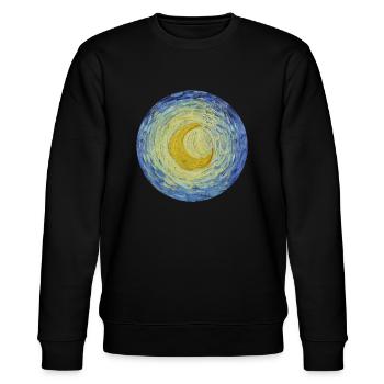 Mond Vincent van Gogh Starry Night Sternennacht - Stanley/Stella Unisex Bio-Sweatshirt CHANGER  - Schwarz - Vorne - Nik (191cm) & Marisol (170cm)