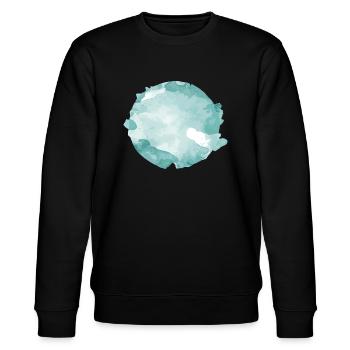 Abstraktes Aquarell Cyan - Stanley/Stella Unisex Bio-Sweatshirt CHANGER  - Schwarz - Vorne - Nik (191cm) & Marisol (170cm)