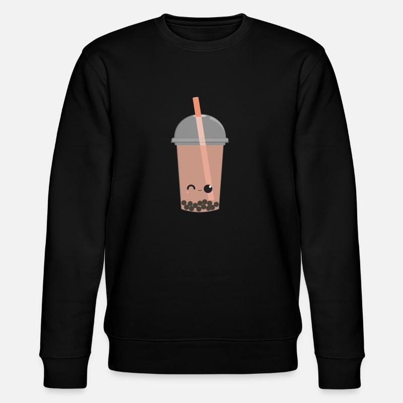 Kawaii Bubble Tea Pêche - Sweat bio CHANGER Stanley/Stella Unisexe - noir