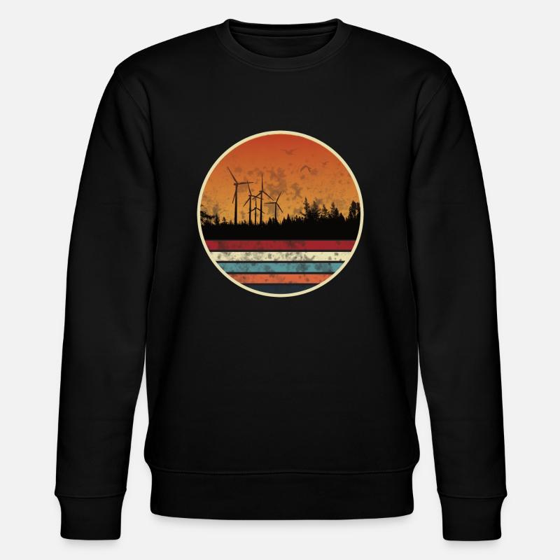 Windpark im Sonnenuntergang - Windkraft - Stanley/Stella Unisex Bio-Sweatshirt CHANGER - Schwarz