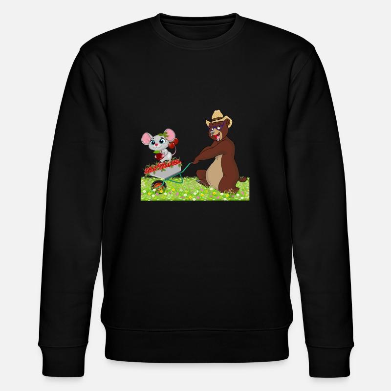 Drôle d’ours avec une souris sur une brouette - Sweat bio CHANGER Stanley/Stella Unisexe - noir