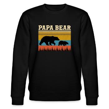 Vintage Papa Bär Baby Bär Vatertag - Stanley/Stella Unisex Bio-Sweatshirt CHANGER  - Schwarz - Vorne - Nik (191cm) & Marisol (170cm)