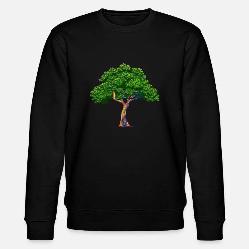 Rainbow Tree Regenbogen-Eukalyptusbaum Geschenk - Stanley/Stella Unisex Bio-Sweatshirt CHANGER  - Schwarz