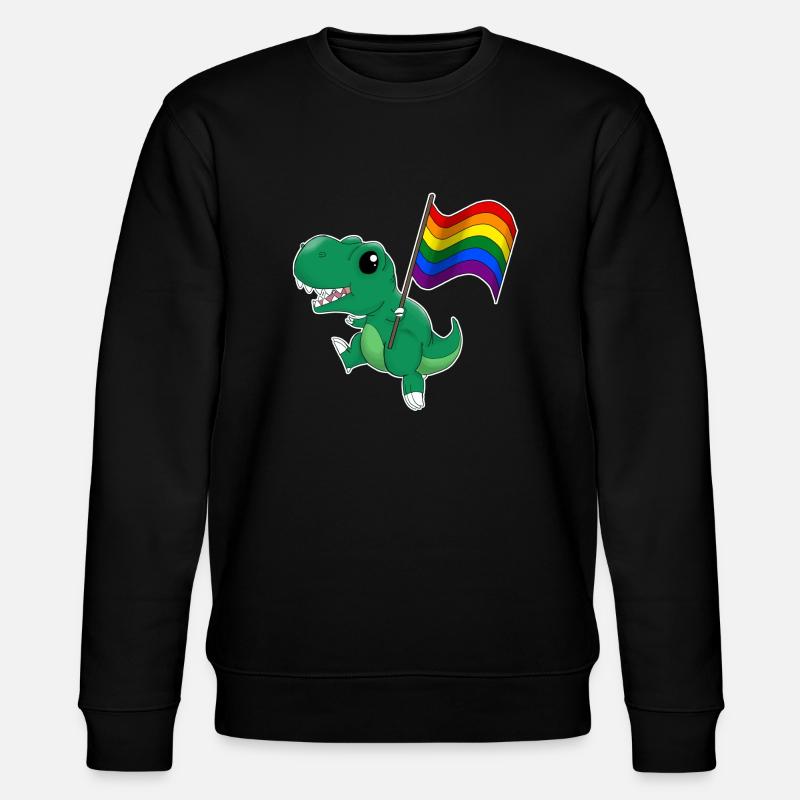 Regenbogen Dinosaurier T-Rex Pride - Stanley/Stella Unisex Bio-Sweatshirt CHANGER  - Schwarz