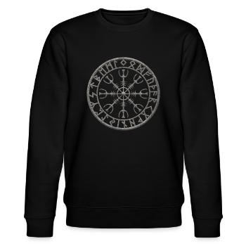 WIKINGER SYMBOL - Stanley/Stella Unisex Bio-Sweatshirt CHANGER  - Schwarz - Vorne - Nik (191cm) & Marisol (170cm)