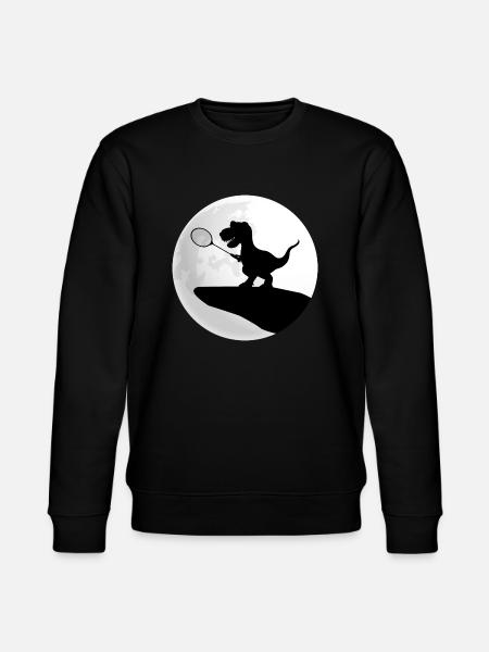 badminton dino plays badminton in the moonlight - Stanley/Stella CHANGER Unisex Organic Sweatshirt - black