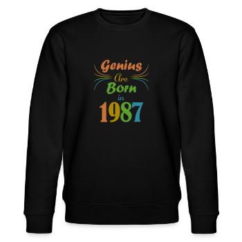 Genius Jahrgang 1987 - Stanley/Stella Unisex Bio-Sweatshirt CHANGER  - Schwarz - Vorne - Nik (191cm) & Marisol (170cm)