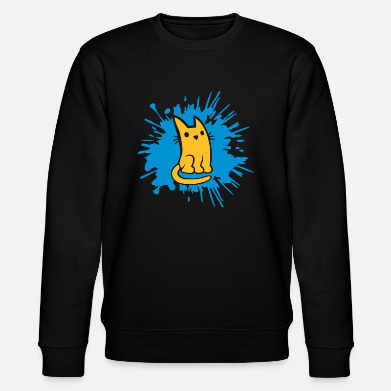 Tropfen Farbklecks Katze Comic - Stanley/Stella Unisex Bio-Sweatshirt CHANGER  - Schwarz