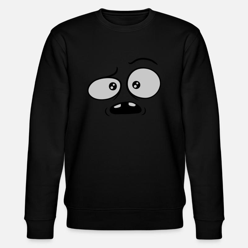 Skeptisches verwirrtes Comic Gesicht - Stanley/Stella Unisex Bio-Sweatshirt CHANGER - Schwarz