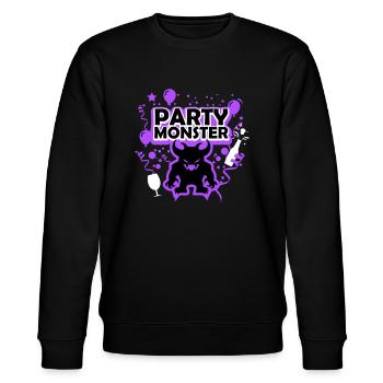 Partymonster lila - Stanley/Stella Unisex Bio-Sweatshirt CHANGER  - Schwarz - Vorne - Nik (191cm) & Marisol (170cm)