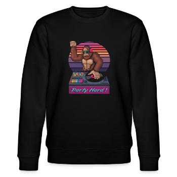 Bigfoot DJ Party Hard ! - Stanley/Stella Unisex Bio-Sweatshirt CHANGER  - Schwarz - Vorne - Nik (191cm) & Marisol (170cm)