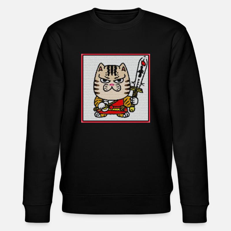 Cat button - Stanley/Stella Unisex Bio-Sweatshirt CHANGER  - Schwarz