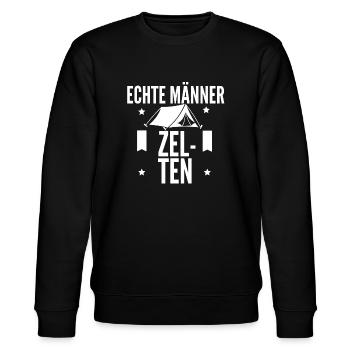 Echte Männer zelten! - Stanley/Stella Unisex Bio-Sweatshirt CHANGER  - Schwarz - Vorne - Nik (191cm) & Marisol (170cm)