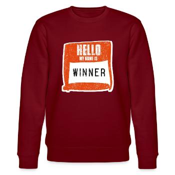 Gewinner - Sieger - Stanley/Stella Unisex Bio-Sweatshirt CHANGER  - Burgunderrot - Vorne - Nik (191cm) & Marisol (170cm)