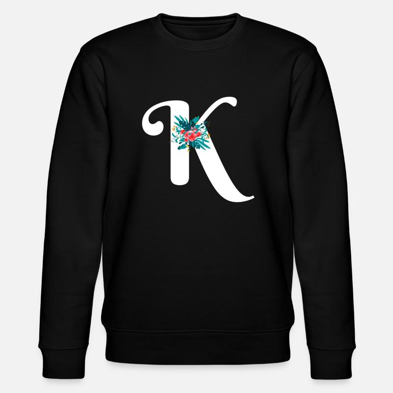 lettre K fleuris - Sweat bio CHANGER Stanley/Stella Unisexe - noir