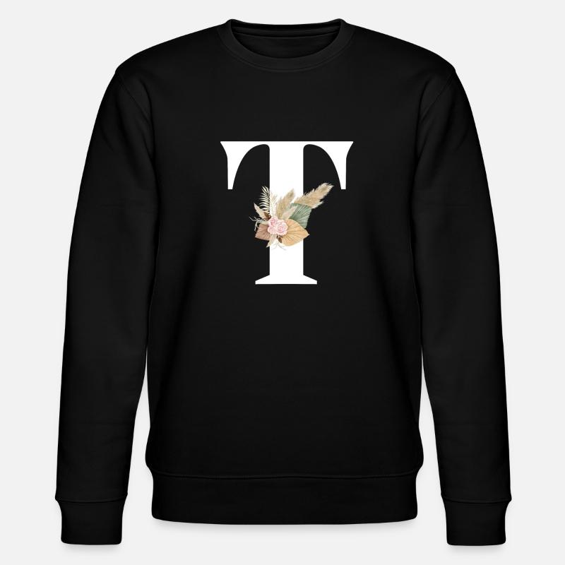 lettre T fleuris - Sweat bio CHANGER Stanley/Stella Unisexe - noir