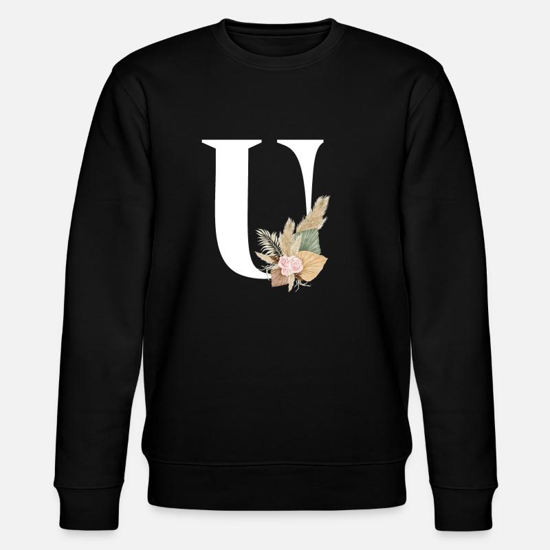 lettre U fleuris - Sweat bio CHANGER Stanley/Stella Unisexe - noir