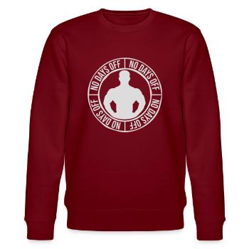 no days off quote - Stanley/Stella CHANGER Unisex Organic Sweatshirt - burgundy - Front - Nik (191cm) & Marisol (170cm)