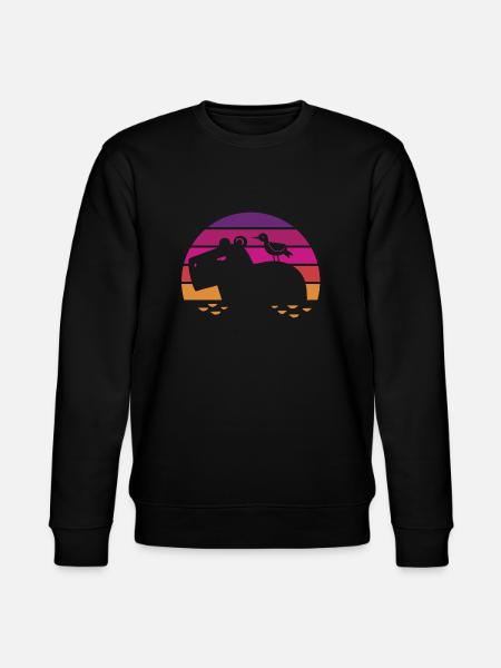 Hippopotamus - Sunset - Flusspferd - Nilpferd - Stanley/Stella Unisex Bio-Sweatshirt CHANGER - Schwarz