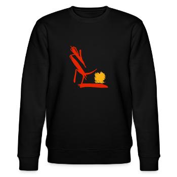 Gelb rote abstrakte Kunst - Stanley/Stella Unisex Bio-Sweatshirt CHANGER  - Schwarz - Vorne - Nik (191cm) & Marisol (170cm)