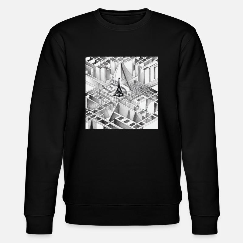 MC Escher Zeichnung des Eiffelturms - Stanley/Stella Unisex Bio-Sweatshirt CHANGER  - Schwarz
