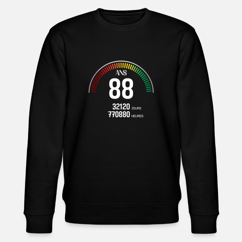 Anniversaire 88 ans Compteur - Sweat bio CHANGER Stanley/Stella Unisexe - noir