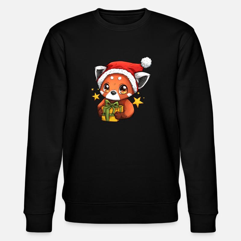 Weihnachts Roter Panda - Stanley/Stella Unisex Bio-Sweatshirt CHANGER  - Schwarz
