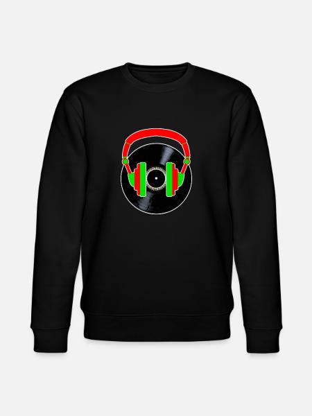 Kopfhörer auf Vinyl - Stanley/Stella Unisex Bio-Sweatshirt CHANGER - Schwarz
