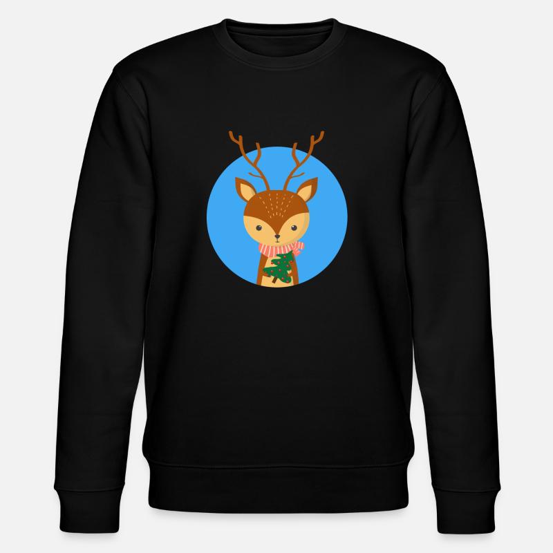 Hirsch und Weihnachtsbaum - Stanley/Stella Unisex Bio-Sweatshirt CHANGER  - Schwarz