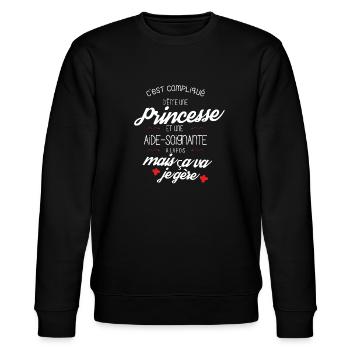 T-shirt Princesse Aide Soignante - cadeau drôle - Sweat bio CHANGER Stanley/Stella Unisexe - noir - Devant - Nik (191cm) & Marisol (170cm)
